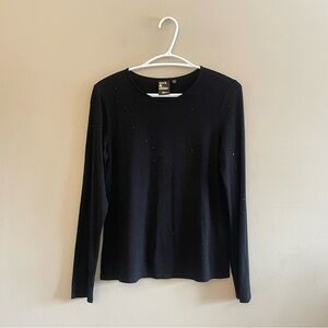 Reitmans “Rock & Shine” Collection Black Rhinestone Embellished Tee – Small NWoT